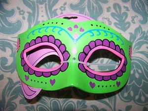 Day of the Dead Child Mask green pink purple & blue Masquerade Style New - Picture 1 of 2