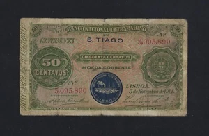 Portugal PORTUGUESE CAPE VERDE 50 CENTAVOS 1914 P-16 FINE MEGA RARE - Picture 1 of 2
