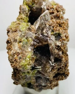 AXINITE TRANSLUCENCY FINE CRYSTALS on MATRIX with GARNET MICRO CRYSTALS fromPERÚ - Picture 1 of 11