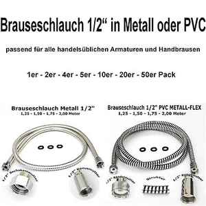 Brauseschlauch Duschschlauch 1/2" PVC oder METALL - Picture 1 of 5