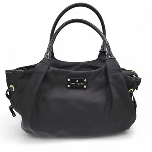 Kate Spade New York STEVIE Classic Black Nylon/Patent Trim Hobo Bag Purse READ - Picture 1 of 22