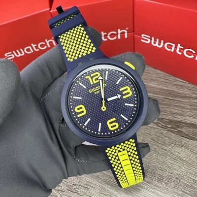 NUEVO✅ Reloj para hombre Swatch Big Bold BBNEON azul marino amarillo neón SO27N102 Foto 1 de 4