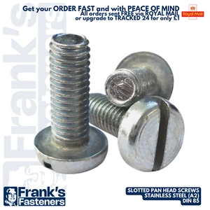 M3 M4 M5 M6 TORNILLOS DE MÁQUINA RANURADOS CABEZA DE BANDEJA MÉTRICA PERNOS INOXIDABLES TORNILLO DIN 85 - Imagen 1 de 6
