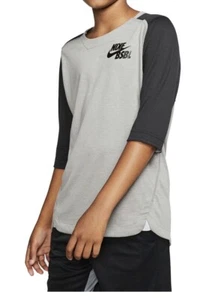 Top da baseball Nike manica a 3/4 da ragazzo nuova con etichette taglia XL Hthr/Nero - Foto 1 di 10