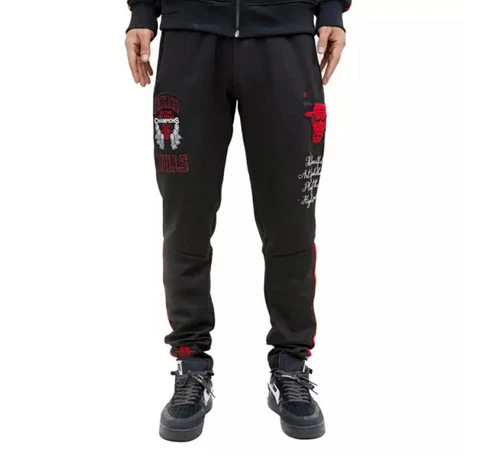 Pro Standard NBA Black/Red Chicago Bulls Bred Track Pants - Men's Size Large New Cover