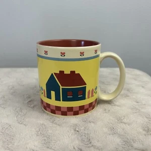 Russ Berrie Home Sweet Home Coffee Mug House Checkerboard Vintage 90's 8973 - Picture 1 of 9