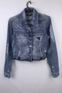 Dolce & Gabbana Blue Denim Collared Distressed Long Sleeves Cropped Jacket - Picture 1 of 20