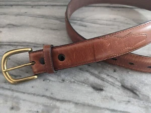 SS Double S Belt Collection Brown Genuine Leather Belt Western Sz 32 0713608-32 - Picture 1 of 12