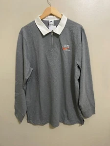 Nike Sportswear Men's Rugby Top 1/4 Zip Polo Shirt Grey L DX6753-091 $100 NEW - Picture 1 of 7