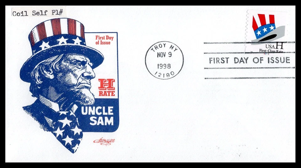 US FDC # 3265 "H" Rate Uncle Sam's Hat Artmaster Plate 2222  1998, 9J127 - Image 1 of 1