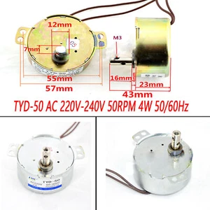 For TYD-50 AC 220V-240V 50RPM 4W 50/60Hz Shaft Dia Fan Synchronous Motor Part - Picture 1 of 5