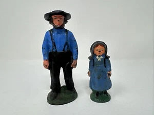 Vintage set of 2 Amish Family Cast Iron Figures Highly Collectible Farmers - Picture 1 of 2