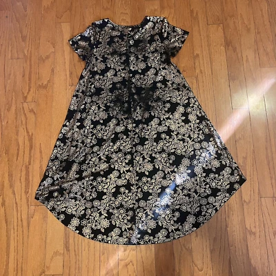 Elegant Lularoe Dress Black With Rose Gold Flowers Size XS - Image 1 of 4