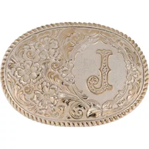 New Silver P J Letter Initial Name John Josh Joe Jake Jack Vintage Belt Buckle - Picture 1 of 5