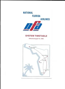 Vintage Timetable Schedule NATIONAL FLORIDA AIRLINES 1983 w airport maps - Picture 1 of 2