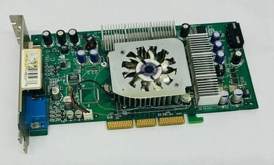 128MB XFX NVIDIA GeForce FX5900XT DDR DVI VGA S-Vid AGP Graphics Card Noisy Fan - Image 1 of 4