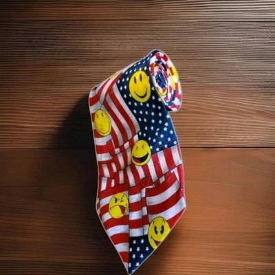 美国国旗领带男式红色白色蓝色领带 A. Rogers 笑脸 Emoji 美国 — 第 1/4 张图片