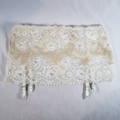 Victoria's Secret Seduction Garter Belt Thong Skirt Medium White Ivory Lace - Image 1 of 4