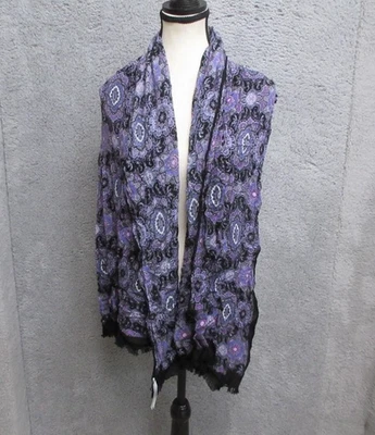 Talbots Scarf Womens One Size Purple Black Paisley Viscose Oblong Wrap - Image 1 of 4