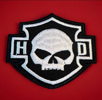🔥 Harley Davidson Motocicleta 3” Bordado Hierro En Parche Motociclista MC Calavera Negro Foto 1 de 4