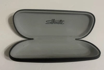 "Estuche para gafas Silhouette negro gris oscuro piano bisagras carcasa de almeja dura 6,375""" Foto 1 de 4