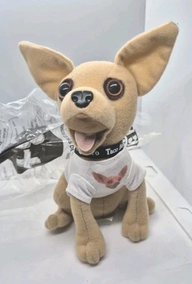 Vintage TACO BELL Chihuahua Talking Dog Plush Toy  1998 White T-Shirt  SOUND - Image 1 of 4