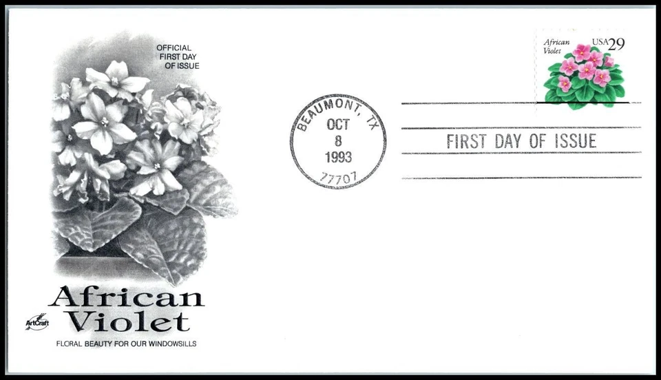1993 African Violet Flower Sc 2486 floral FDC with ArtCraft cachet UA - Image 1 of 1