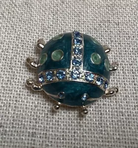 Broche Insecto Insecto Esmalte Verde Azul Estrás Tono Plateado LADY BUG - Imagen 1 de 6