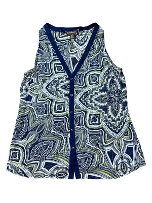 Blusa Top Tommy Bahama Mujer Talla Pequeña Seda Sin Mangas Floral Paisley Foto 1 de 4