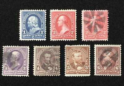 US Bureau Issues 7pc Lot MH & Used  Sc# 264,  266-271  1895 DL Wmk Fancy Cancel - Image 1 of 4