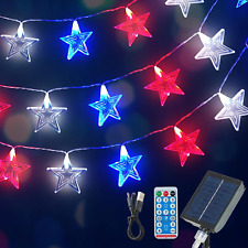 4Th of July Decorations Solar Powered Rechargeable Led Big Stars Indoor Outdoor