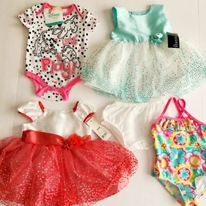 Baby Clothes 0-3 Mo 2 George Dresses 1 Disney One Pc 1 OP Swim Suit NWT Lot 0f 4 - Picture 1 of 19
