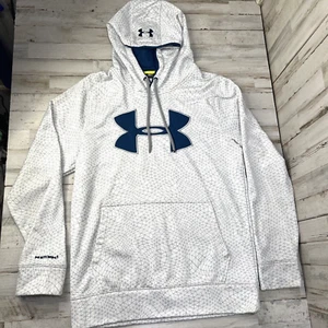 Mens UNDER ARMOUR STORM White/Gray Geometric Pullover Hoodie Size S     JT - Picture 1 of 10
