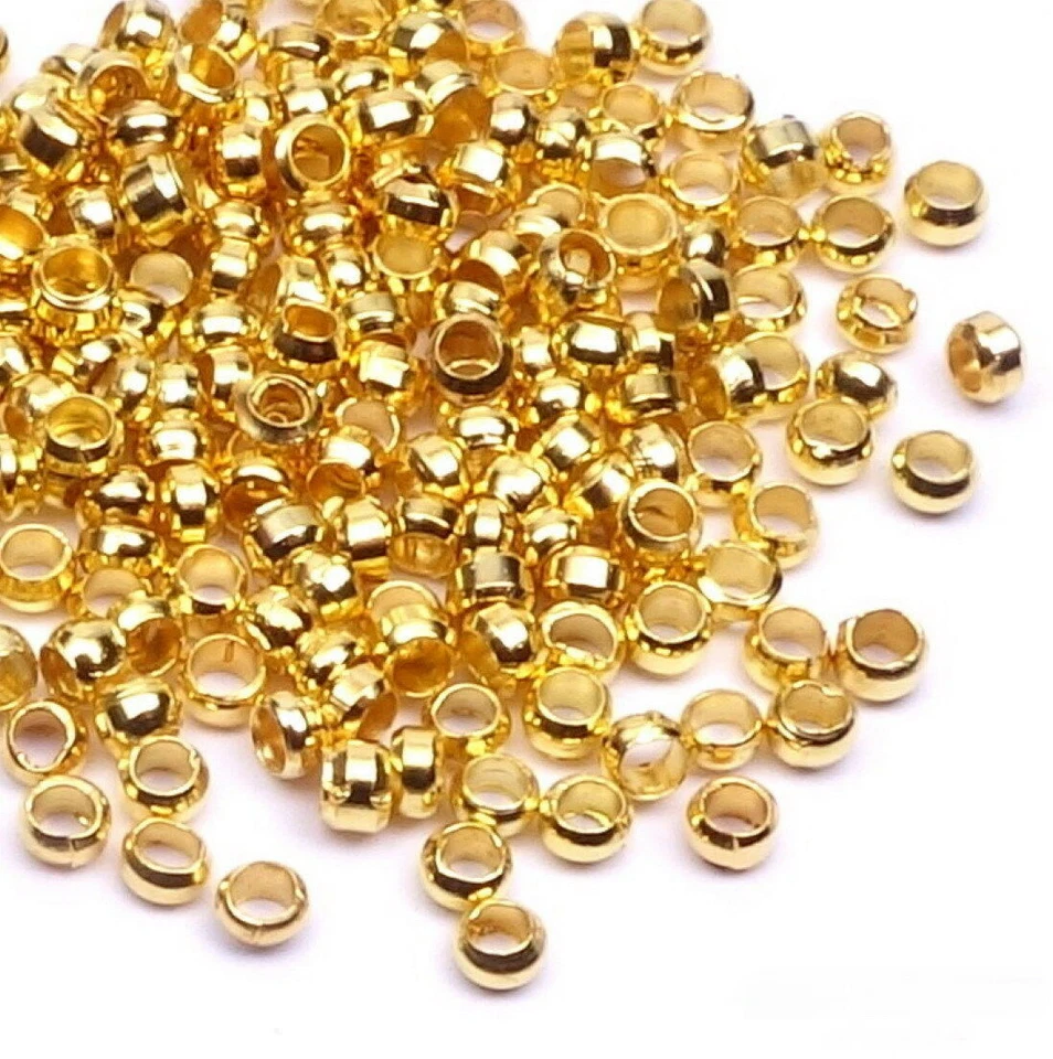 Quetschperlen Crimp Beads Crimps rund Gold 2mm 100 Stück - Bild 1 von 1
