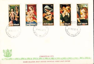 W COOK ISLANDS 0330-334 FDC CHRISTMAS PAINTINGS - Picture 1 of 1