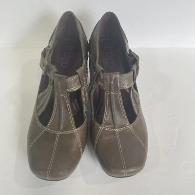 Tacones Indigo By Clarks para mujer 7,5 M cuero Mary Jane gris marrón Foto 1 de 4