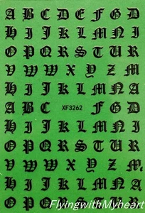 7 Colors Art Old English Letters Latin Roman Nail Decals Sticker XF3262 - Picture 1 of 20