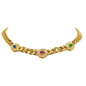 Christian Dior Cabochon Collar Necklace Crystal Gold Vintage Signed 1980s Bin3D - Picture 1 of 12