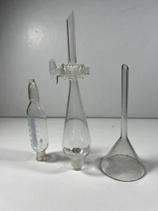 Lot of 3 Laboratory Glass Funnels SAGCo Graduated Addition KIMAX Separatory - Picture 1 of 6