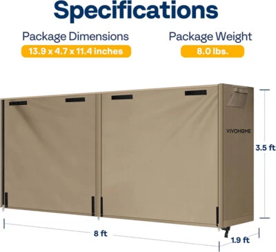 2-12ft Firewood Log Rack Cover Waterproof Wood Storage Holder 600D Oxford 2Layer - Image 1 of 4