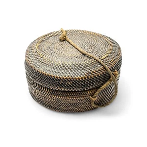 Finely Woven Antique Tribal Basket Container – Handcrafted Decor - Picture 1 of 7