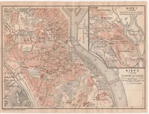 KIEW Original Stadtplan Київ Karte 1914 UKRAINE Kiew in Englisch - Bild 1 von 14
