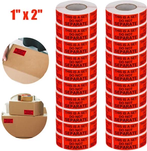 1x2 500/Roll This Is a Set Do Not Separate Stickers Fluorescent Red Ship Labels - Picture 1 of 18