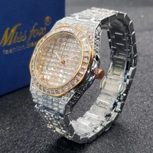 Reloj Hip Hop de Lujo Para Hombres King Bling Ice Out Oro Rosa Helado Circonita Diamante Joyería - Imagen 1 de 13