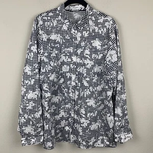Edición Gerry Weber para mujer talla 12 negro blanco guinga a cuadros floral con botones - Imagen 1 de 8