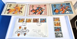 Great Britain 1974 First Day Cover Issue Medieval Knights Stamp Lot / Post Cards - Picture 1 of 5