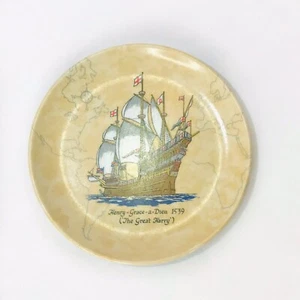 Praesidium MELAMINE Ornamin Sailing Ship Plate 4” Vintage - Picture 1 of 2