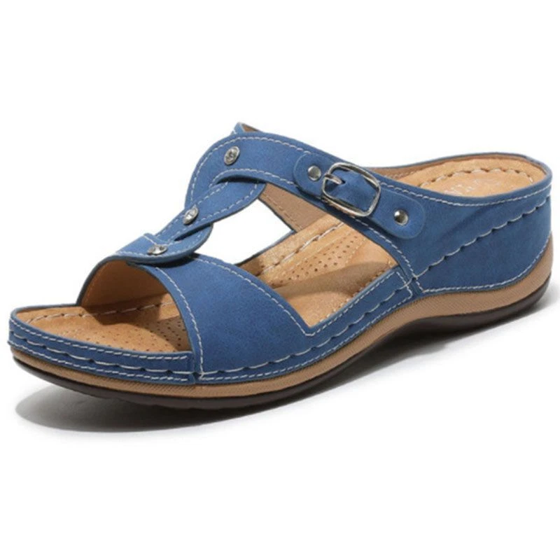 Mujer Sandalias Nueva Plataforma Cuña Sin Cordones Tacón Bajo Zapatillas Zapatos Playa Verano Foto 1 de 4