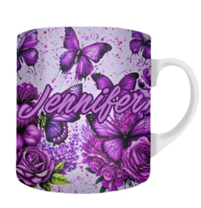 15oz Butterfly Mug, , Butterfly Gift4her, Monogram Mug, Sublimation Mug - Picture 1 of 4