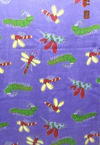 Purple Fleece Fabric with Dragonflies Insects Bugs Design BTY X 60" W - Picture 1 of 1